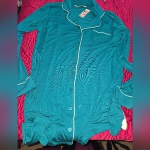 Nordstrom Teal Button-Up Pajama Nightgown. Color Is Calked